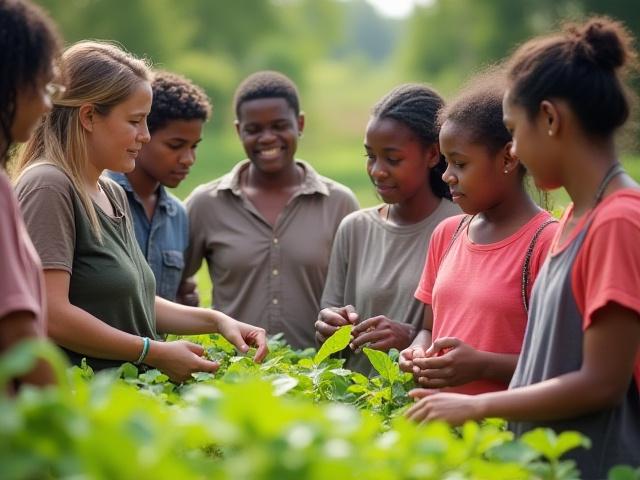Grupo de pessoas de uma comunidade local participando de um treinamento ambiental.