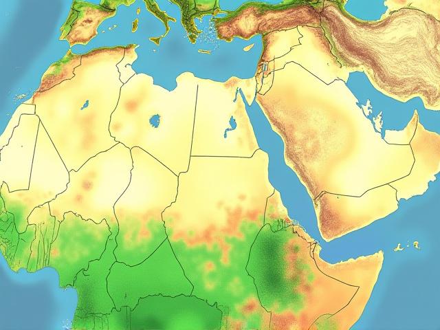 Mapeamento de risco de desertificação mostrando áreas verdes e áreas em degradação.